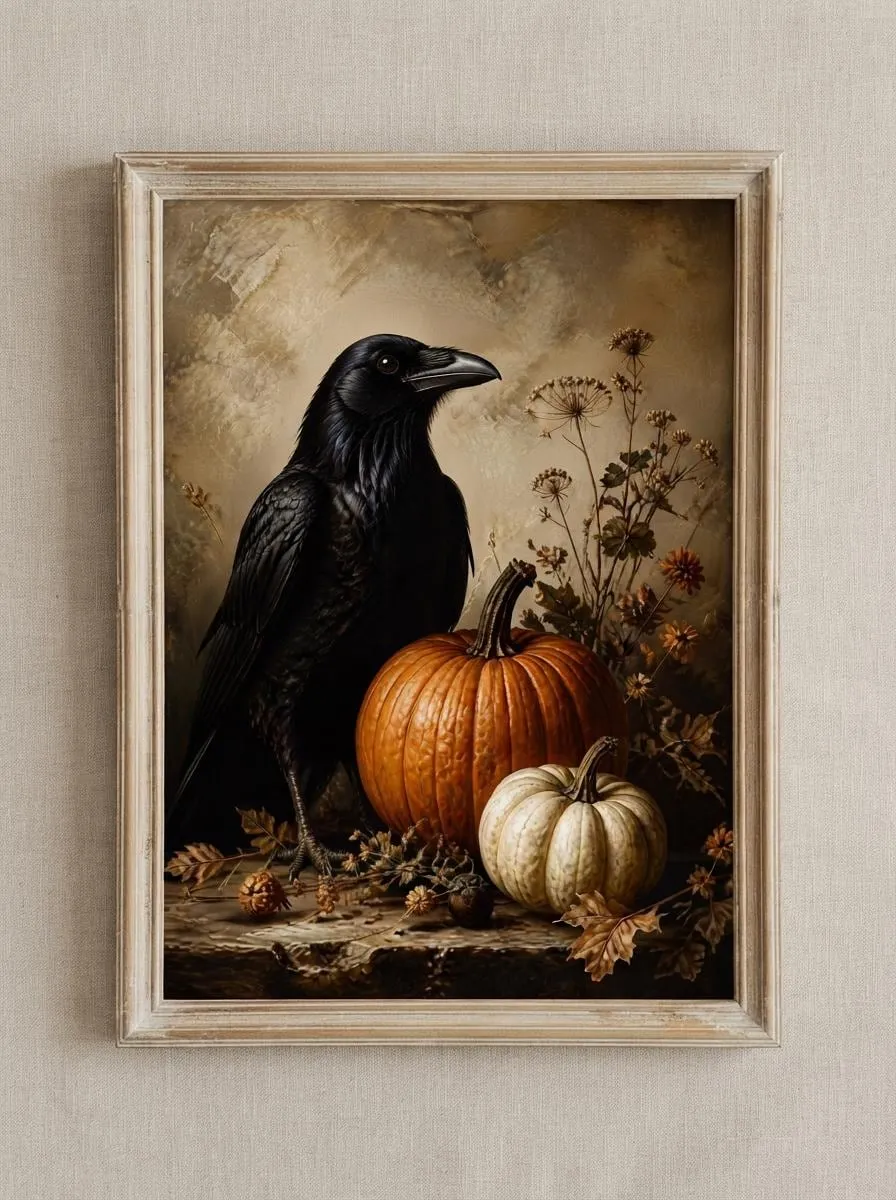 Black Raven Wall Art | Vintage Fall Print