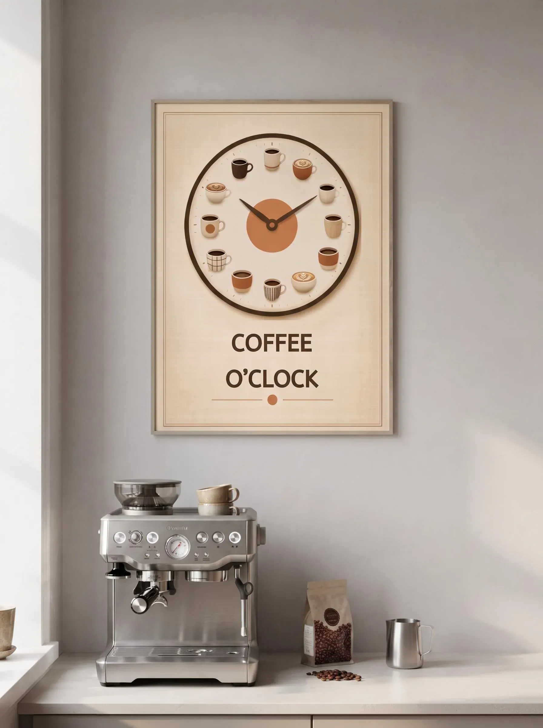 Coffee O Clock Poster | Modern Coffee Time Print