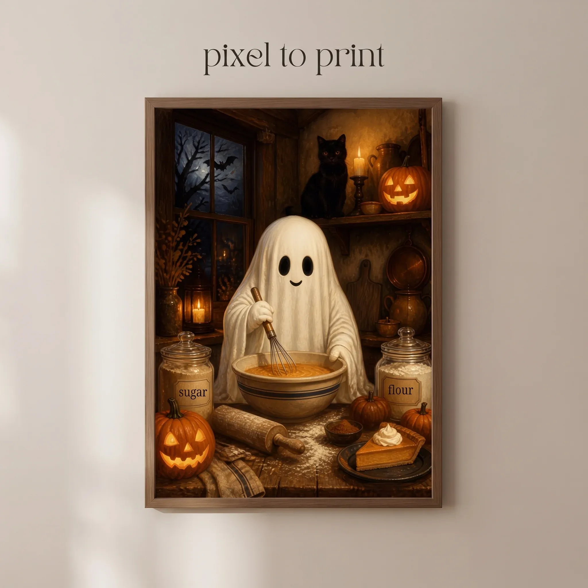 Cute Ghost Baking Print | Spooky Halloween Kitchen Art