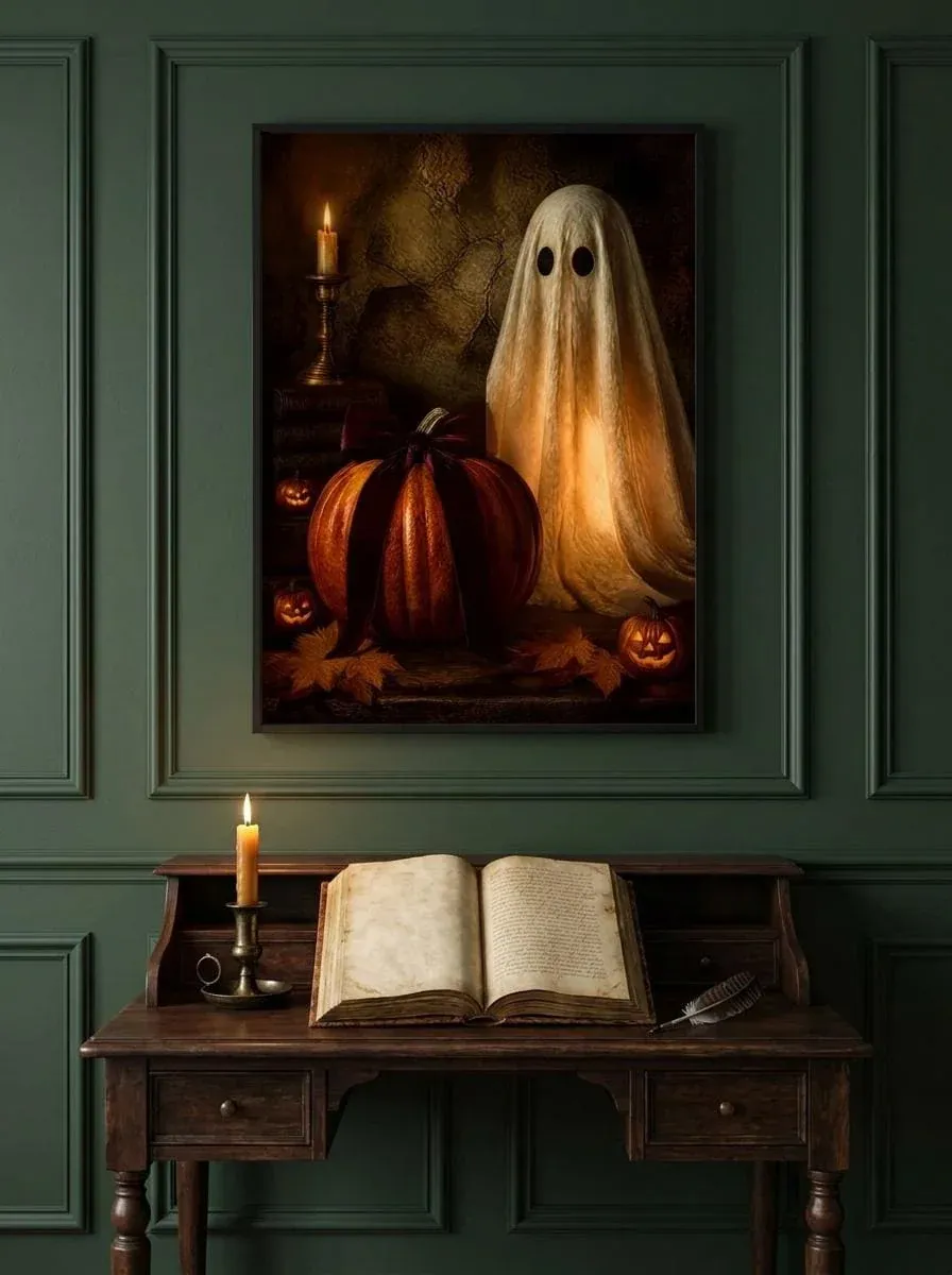 Ghost Halloween Wall Art | Moody Fall Still Life Print