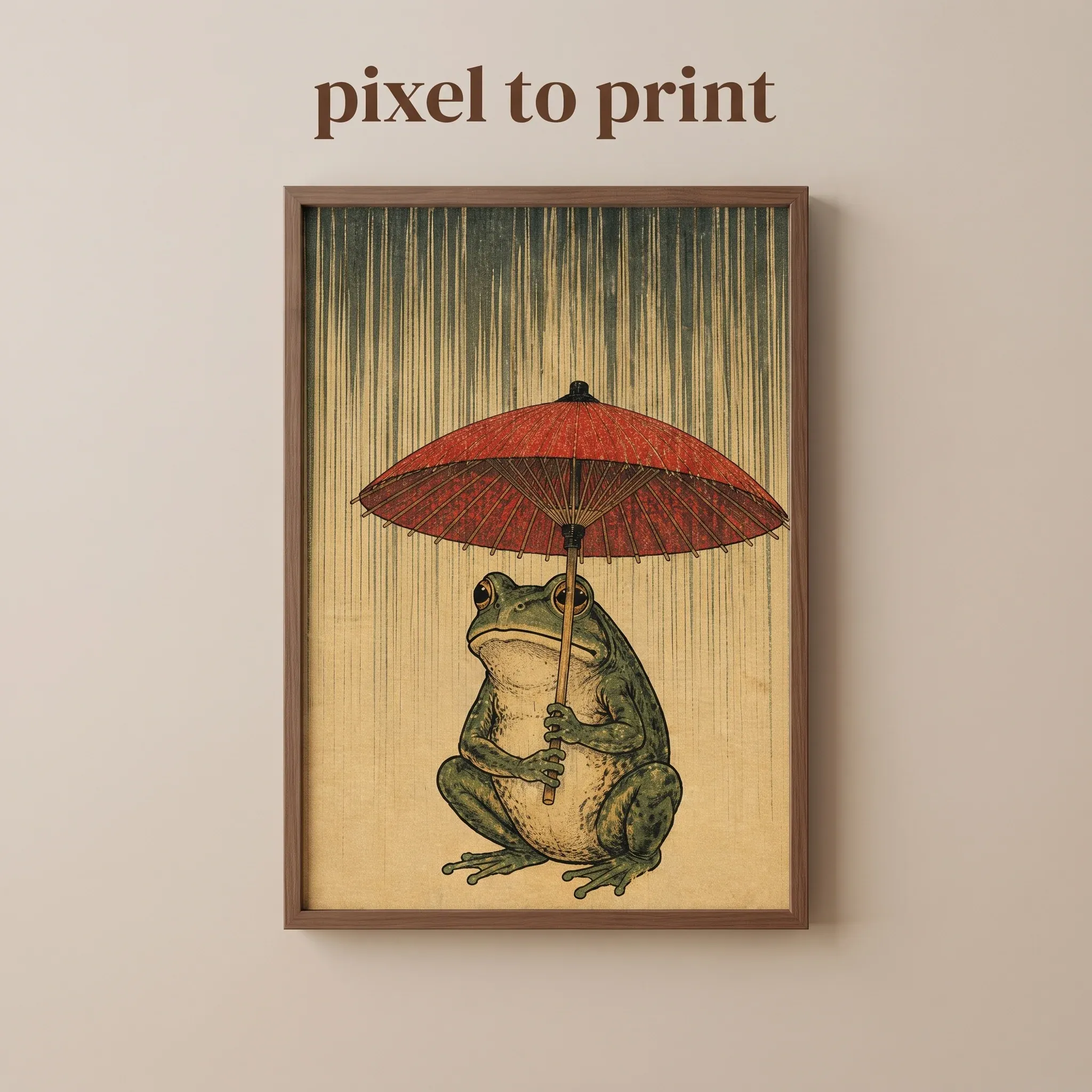 Japanese Frog Wall Art | Ukiyo-E Woodblock Print
