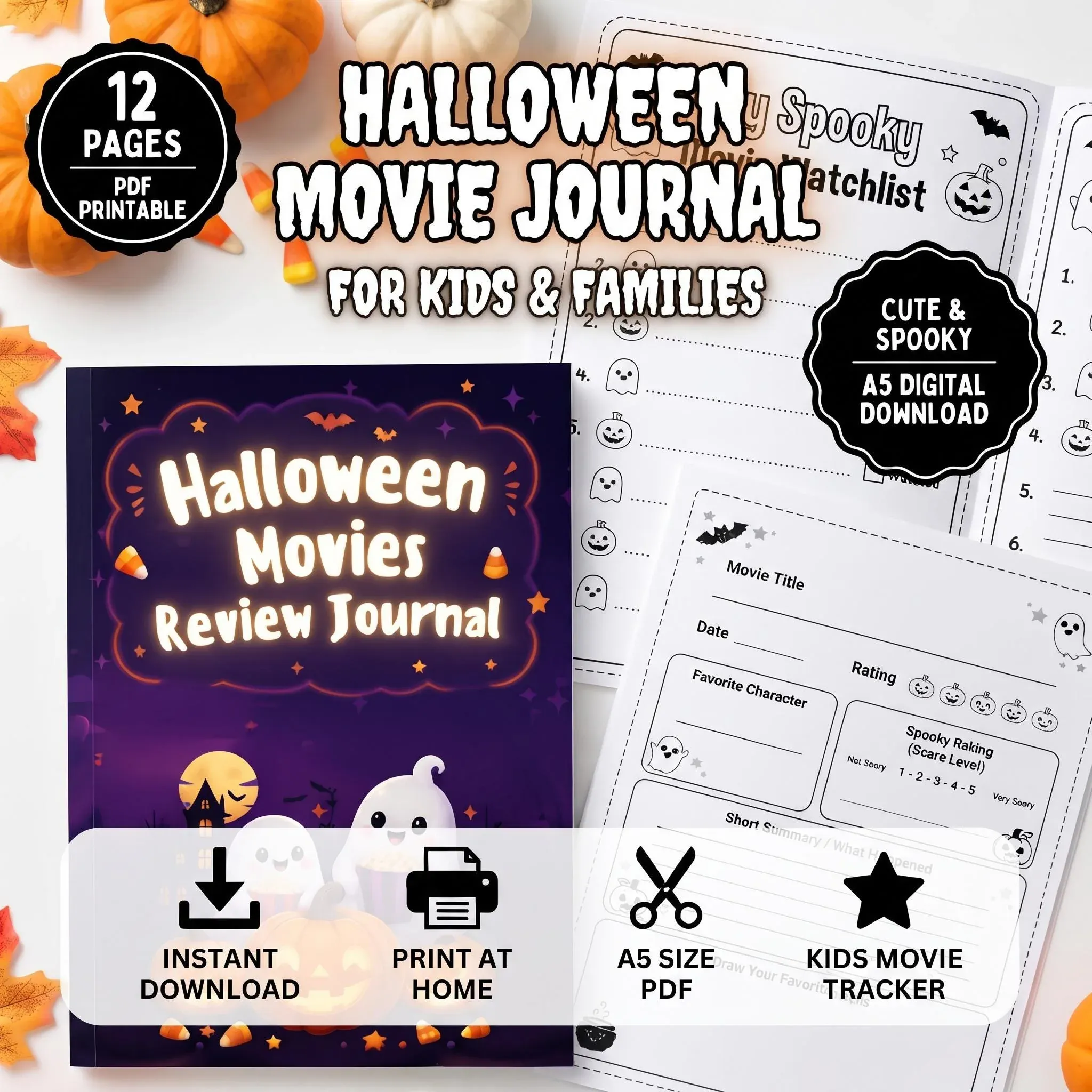 Kids Halloween Movie Journal | Spooky Activity Tracker