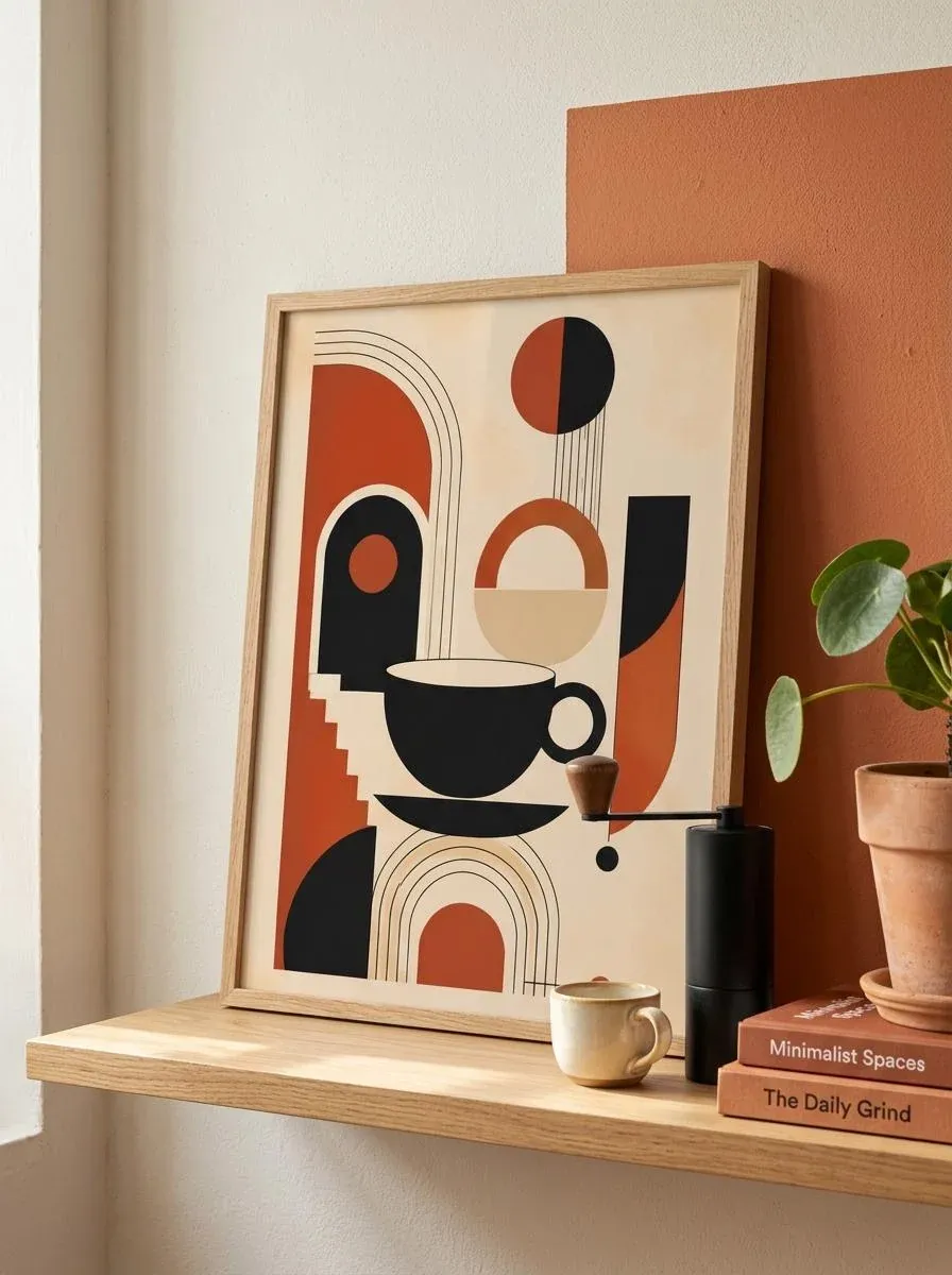 Modern Geometric Coffee Print | Bauhaus Kitchen Wall Art