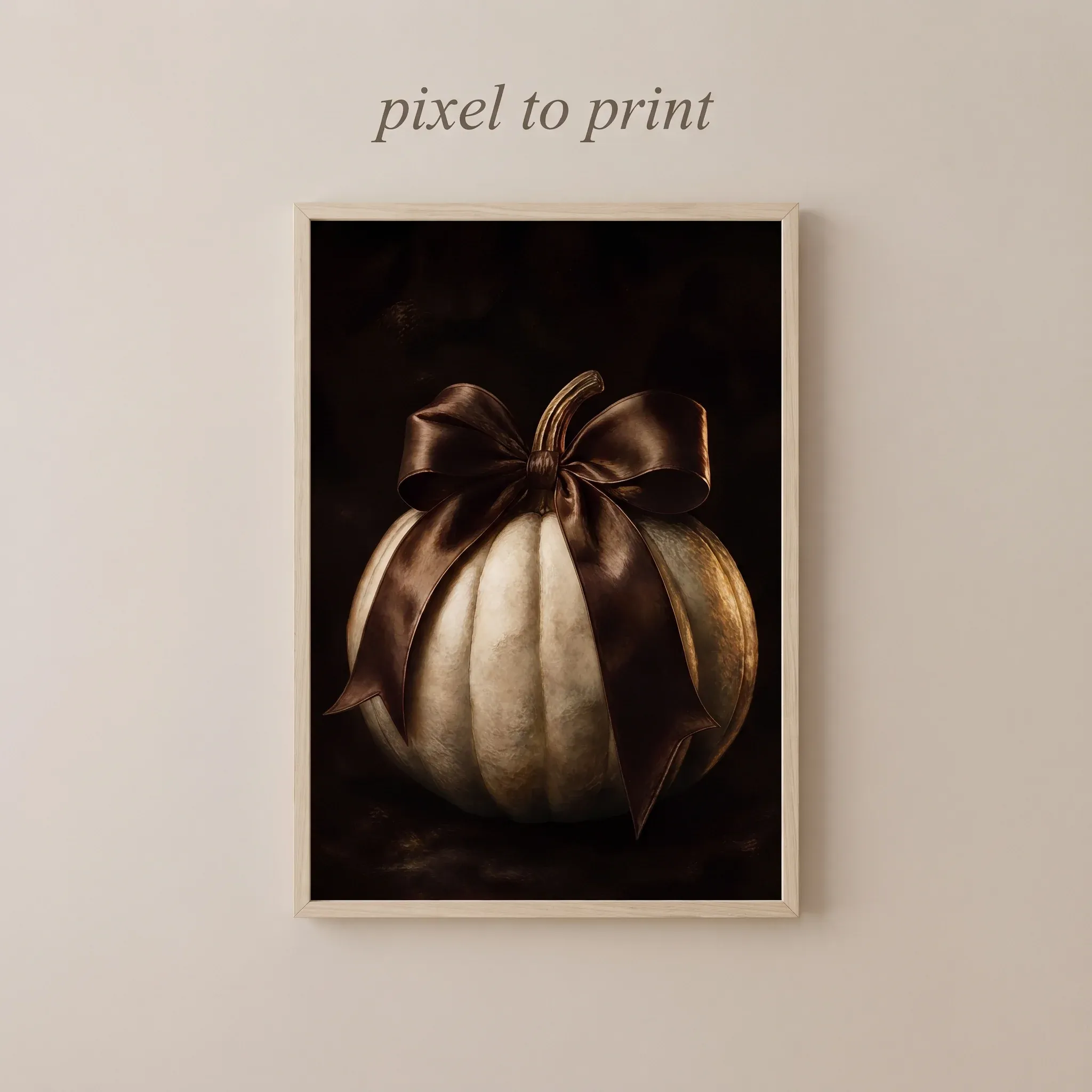 Moody White Pumpkin Wall Art | Dark Academia Fall Decor