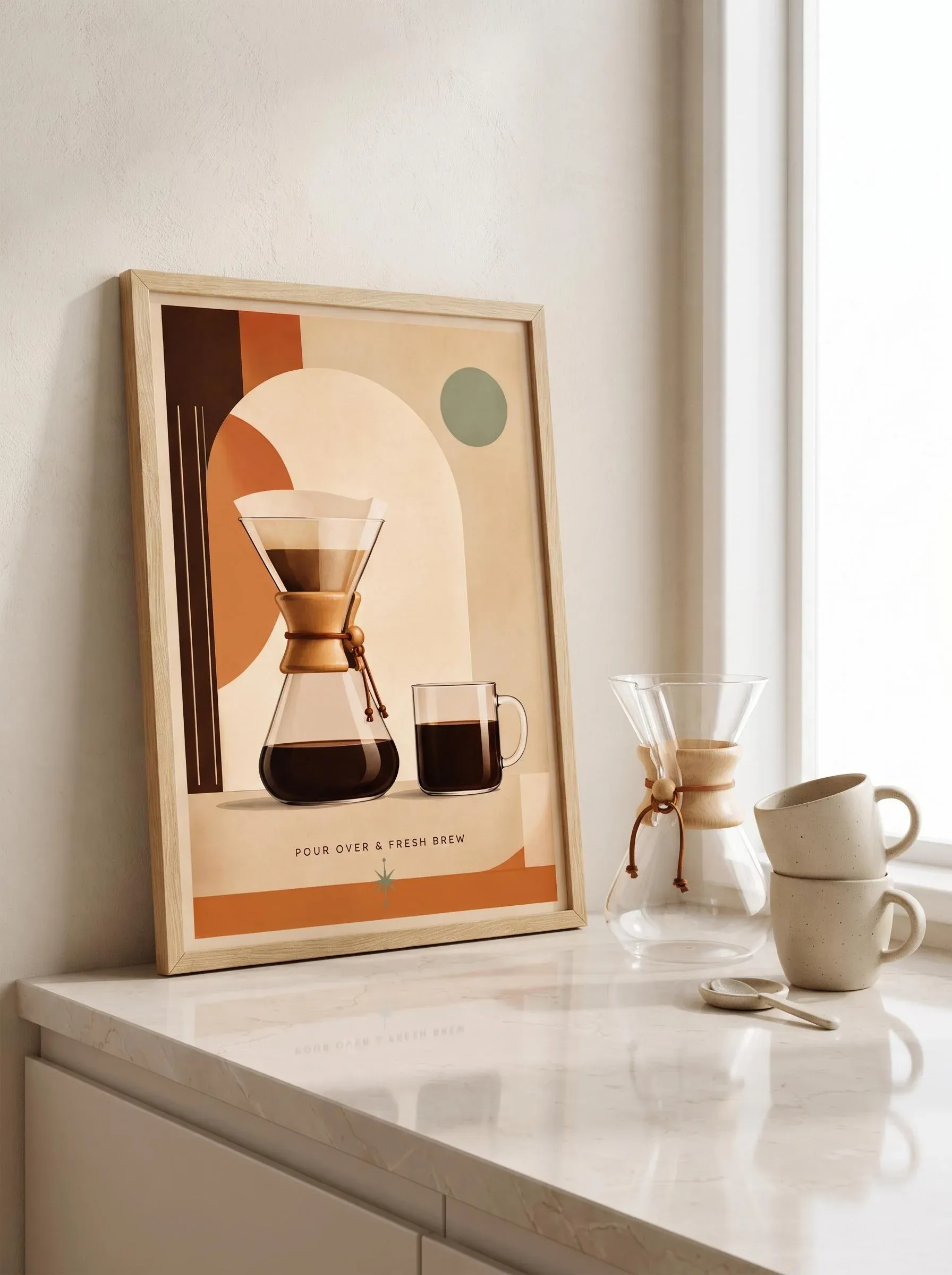 Pour Over Coffee Wall Art | Minimalist Chemex Poster