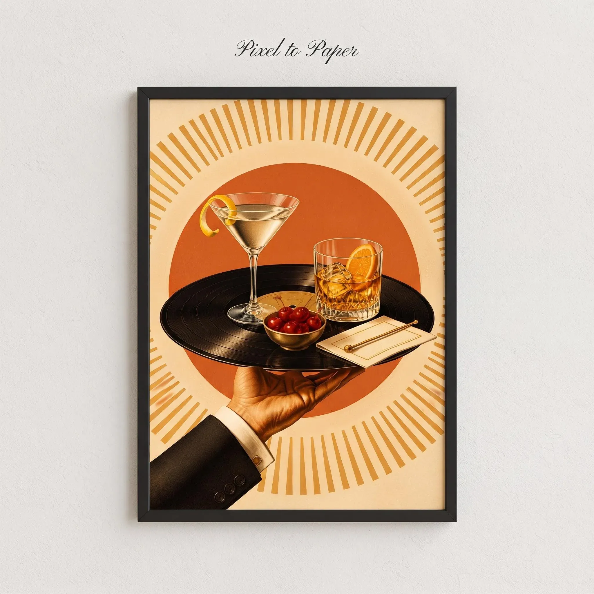 Retro Cocktail Art Print | Vintage Vinyl Wall Decor