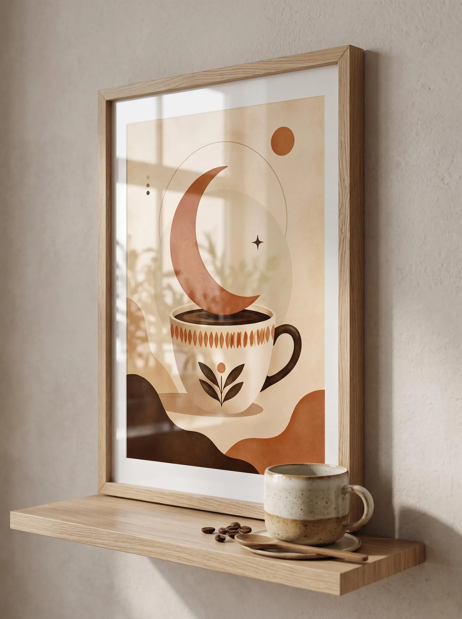Surreal Coffee Wall Art | Minimalist Moon Poster