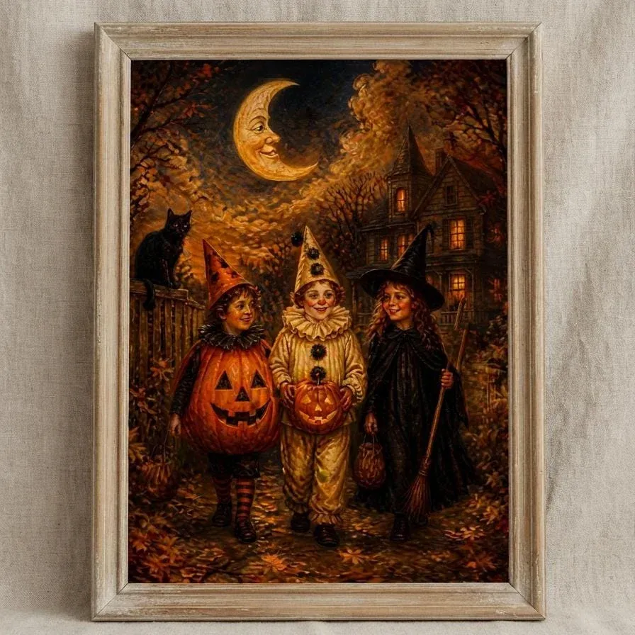 Vintage Halloween Kids Wall Art | Retro Trick Or Treat Print
